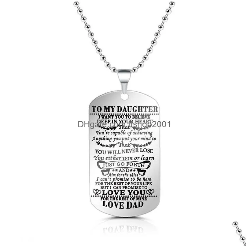 to my son daughter necklaces i want you believe love dad mom pendant family necklace stainless steel jewelry