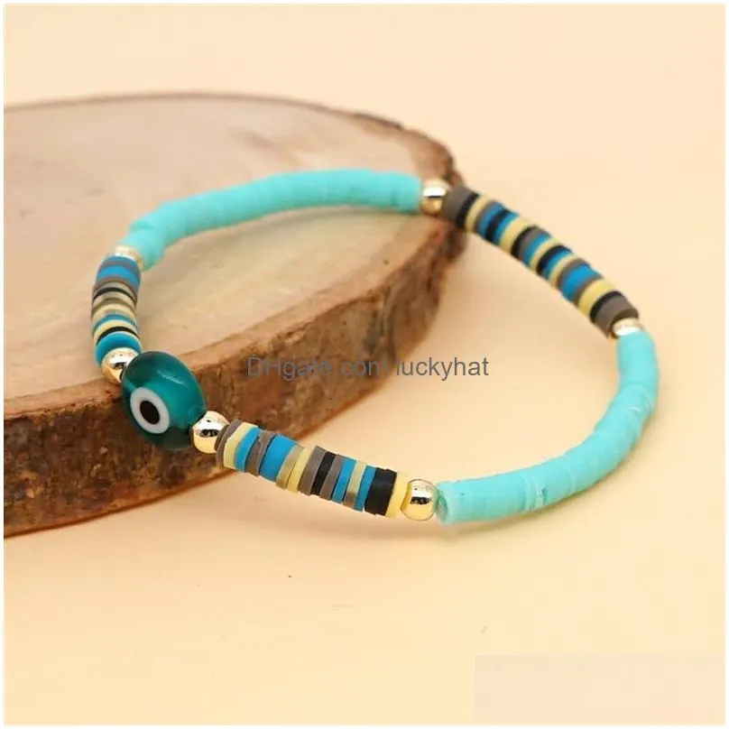 turkish evil blue eye bracelet for women ins polymer clay bead bracelets pulseras jewelry