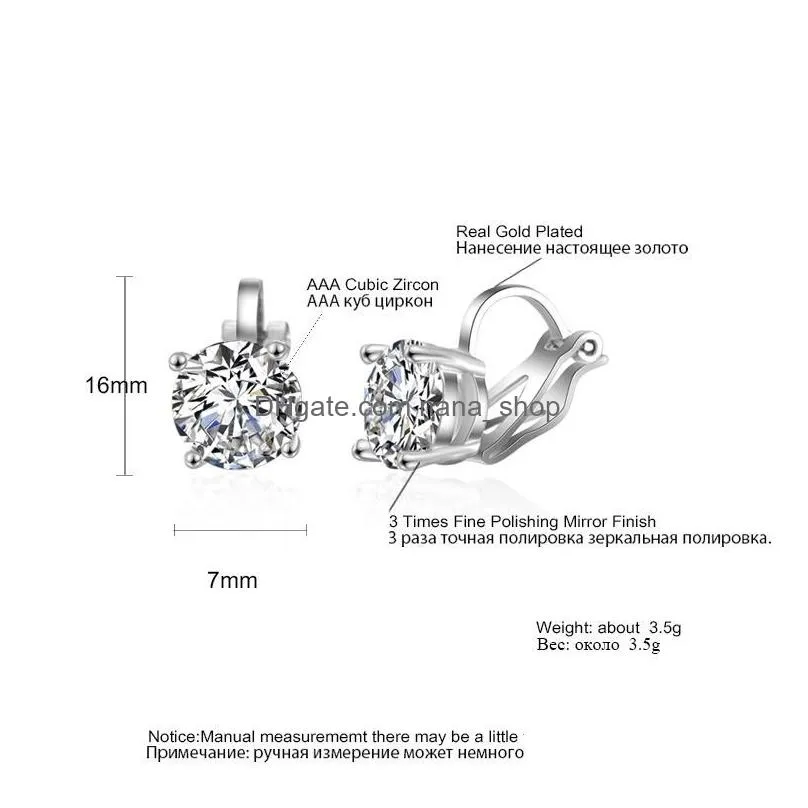 fashion 8 colors elegant round zircon stud earrings classic 3a cubic zircon earring for women wedding party jewelry high quality