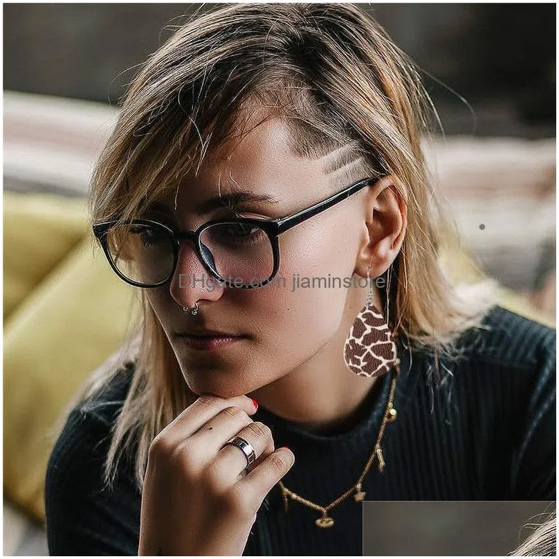 leopard leather earrings charms vintage boho teardrop print multicolors pu dangle earring for women jewelry accessories