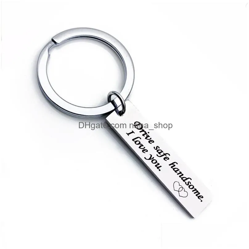 engraved keychain stainless steel key ring never drive faster than your angel can fly stamped keychain angel key chains jewelry