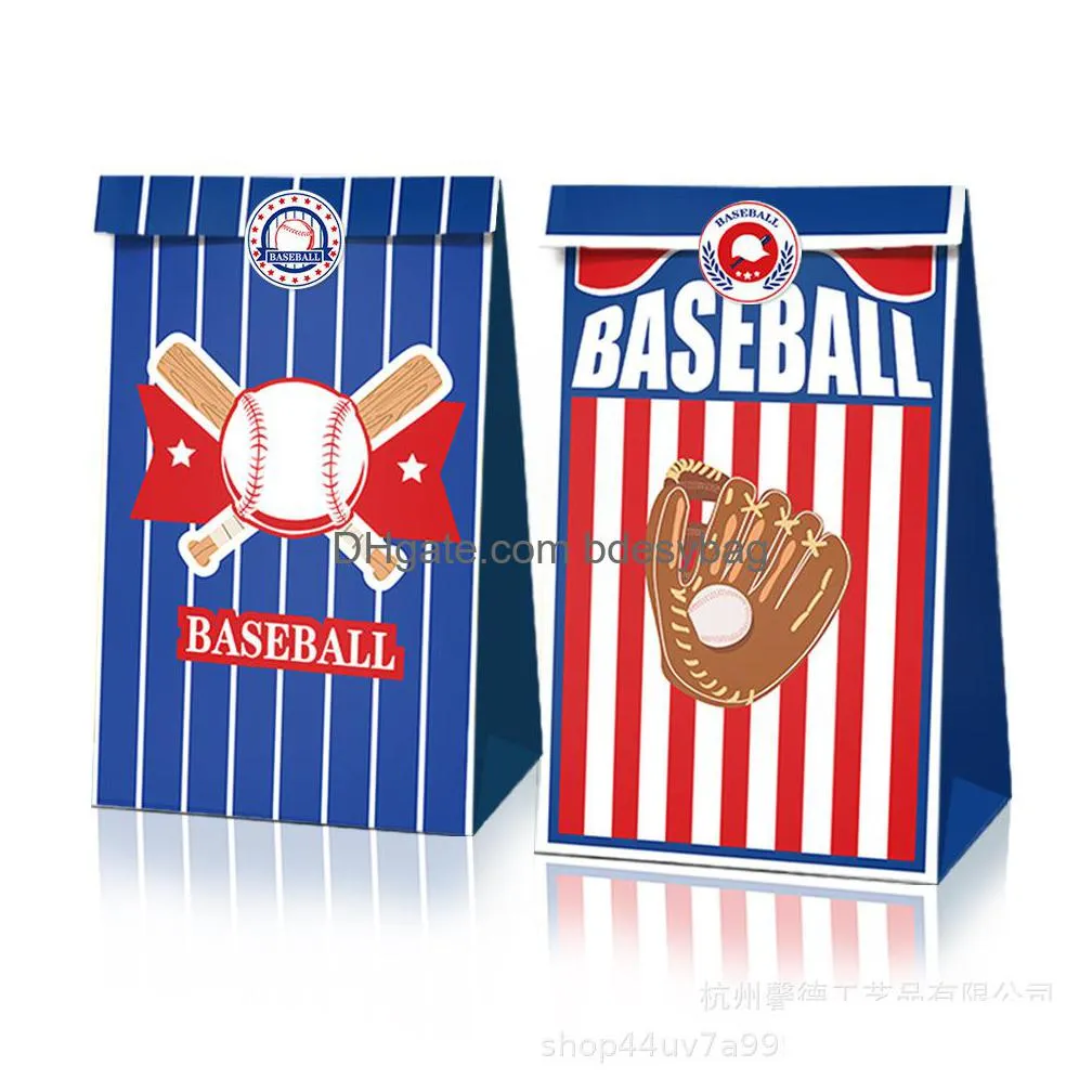 baseball topic gift bag main birthday party gift candy bag gift oil brown paper bag22x12x8cm