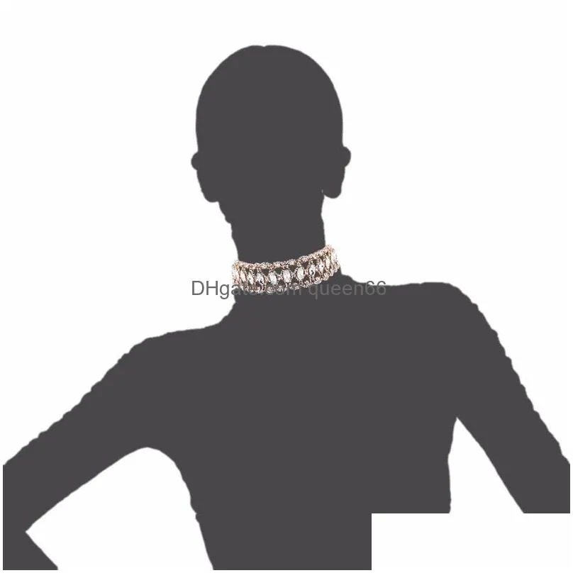 hot selling fashion full rhinestone necklace choker women new arrive short statement necklace collier femme neck choker wholesale