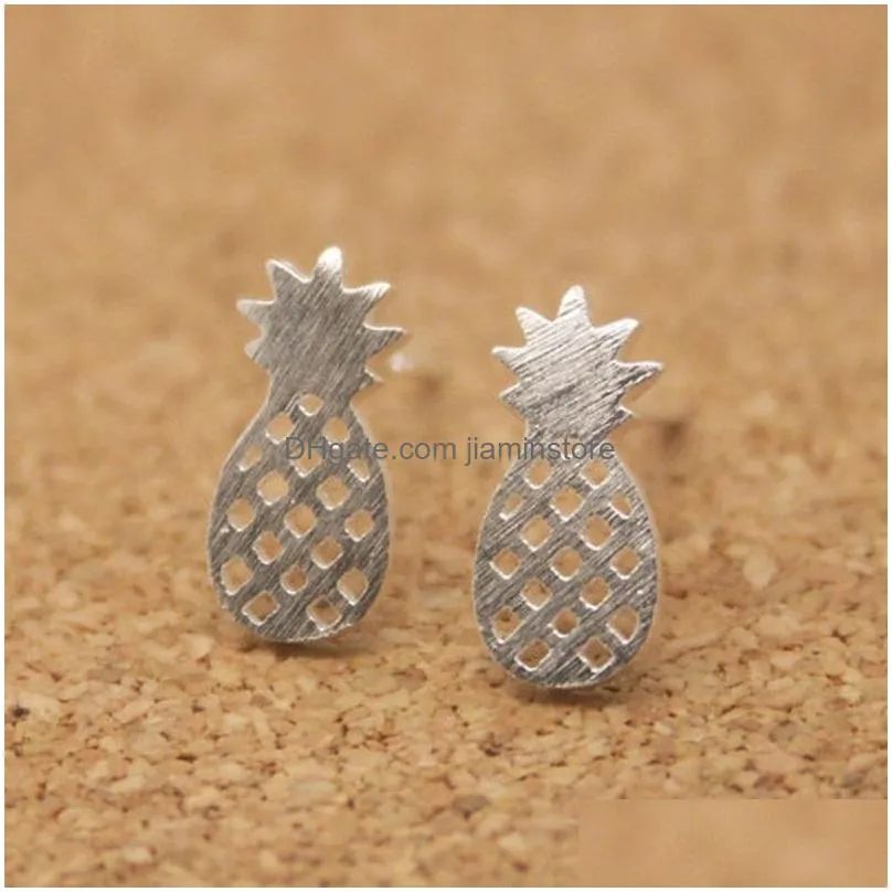 high quality hollowed pineapple ear studs for women unique design new arrival alloy rose gold silver gold plating studs earrings