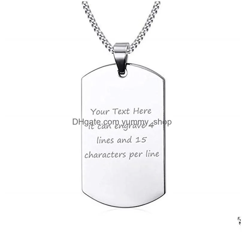 customizable stainless steel dog tag pendant 50mm x 28mm polished finish diy jewelry making for necklace or keychain.