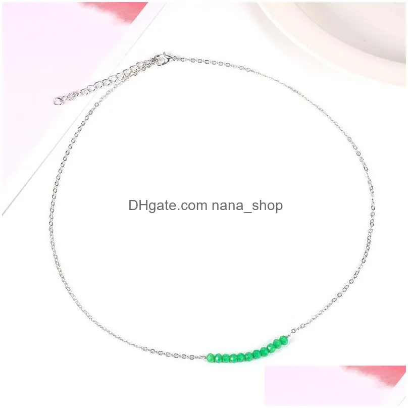 cute little druzy glass bead necklace exquisite tiny clavicular bead necklace choker for women jewelry accessories wholesale