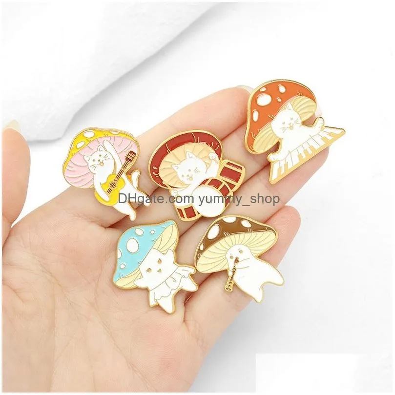 mushroom enamel badges brooch womens anime pins cute decorative on backpack cat concert lapel pins brooches
