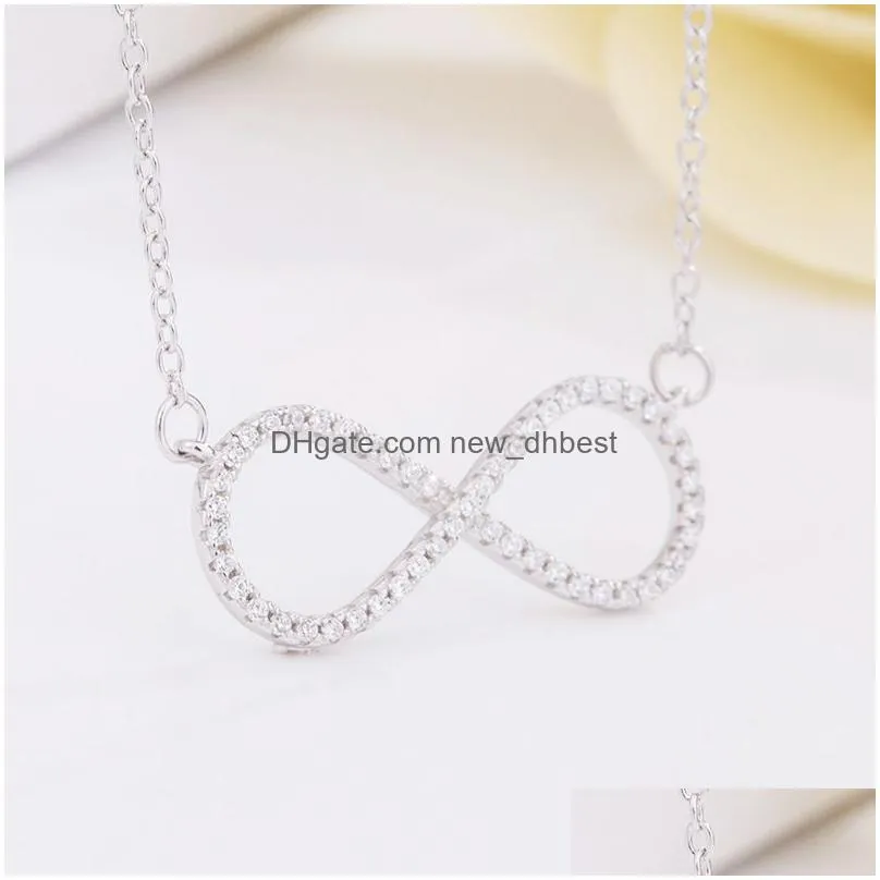 fashion infinite love clavicle necklace for women minimalist s925 sterling silver 8 word silver color chain necklace party love jewelry