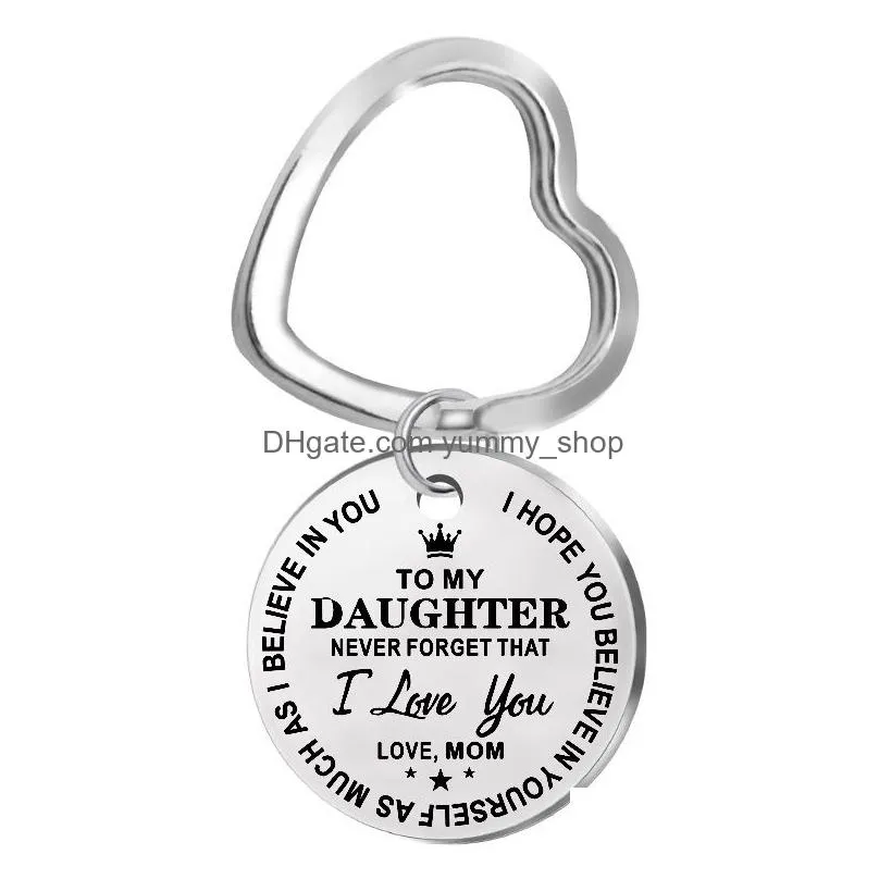 to my son stainless steel keychain engraved to my daughter forever love mom keyring heart key chains charm love pendant jewelry gift