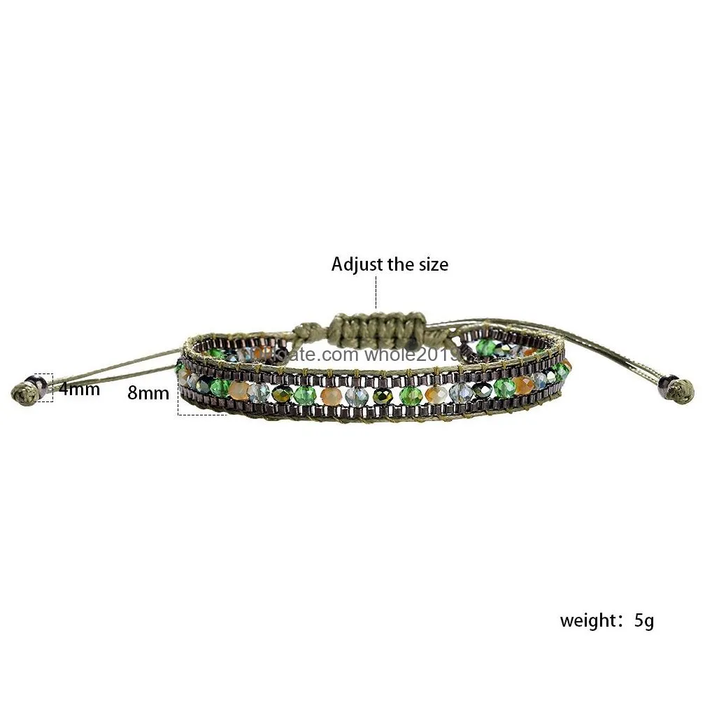 handmade crystal bead bracelet womens rhinestone glass round coin charm stretch bracelet bangle girl wrap jewelry