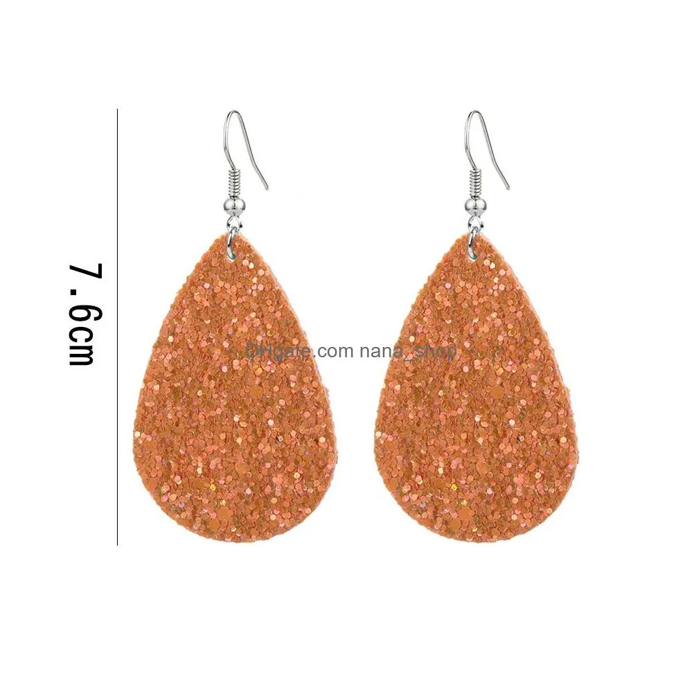 pu leather water drop earrings for women simple leaf sunflower dangle earring for girls jewelry accessory