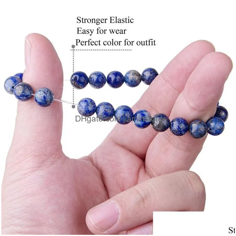 lapis lazuli energy bracelet handmade natural stone beaded jewelry for women men elastic fashion gift