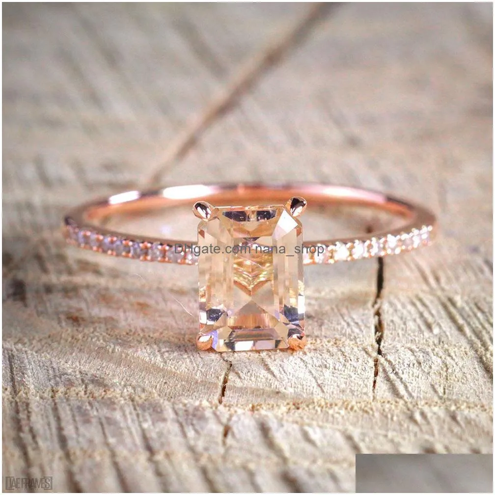 fashion rose gold diamond ring for women luxury original round ring jewelry lady engagement gem stone king jewelry gift