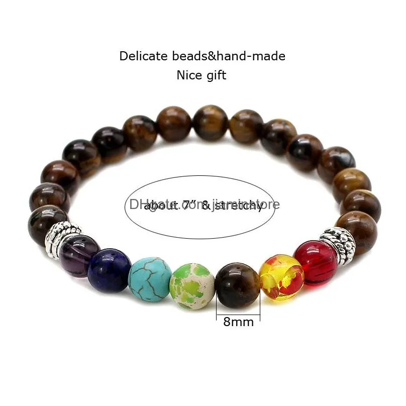 2018 new 7 chakra black lava men bracelets healing balance beads bracelet for women reiki prayer natural stone fashion yoga stretch