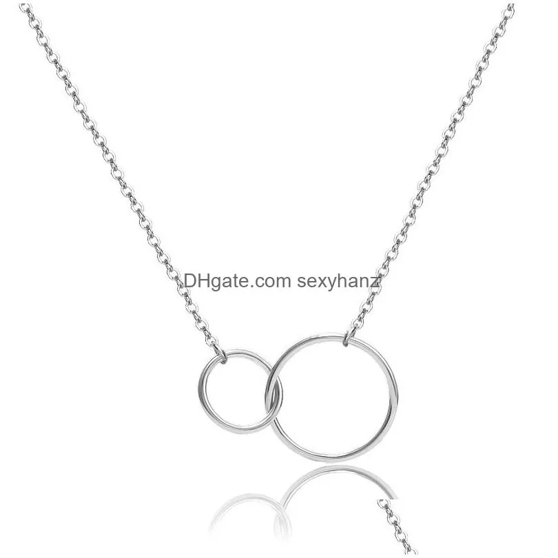 double circle wind charm necklaces simple fashion accessory with number 8 pendant gift for women