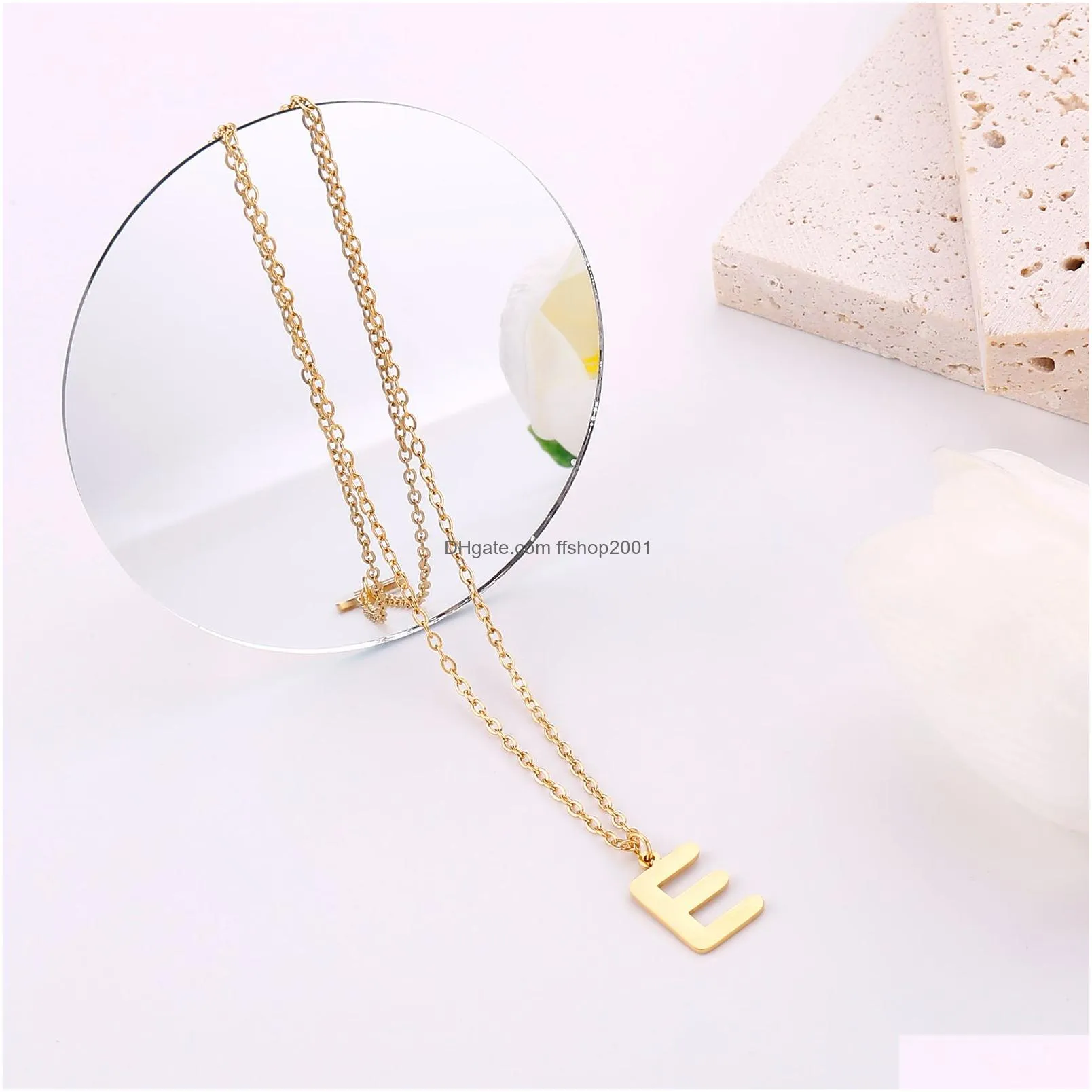 stainless steel initial necklace family letters name jewelry pendant collar necklaces for women jewelry gifts