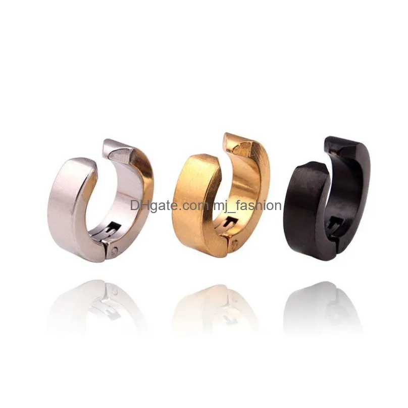 fashion stainless steel cuff earrings for men blue black gold ear clip stainless steel non piercing punk earring fashion jewelry