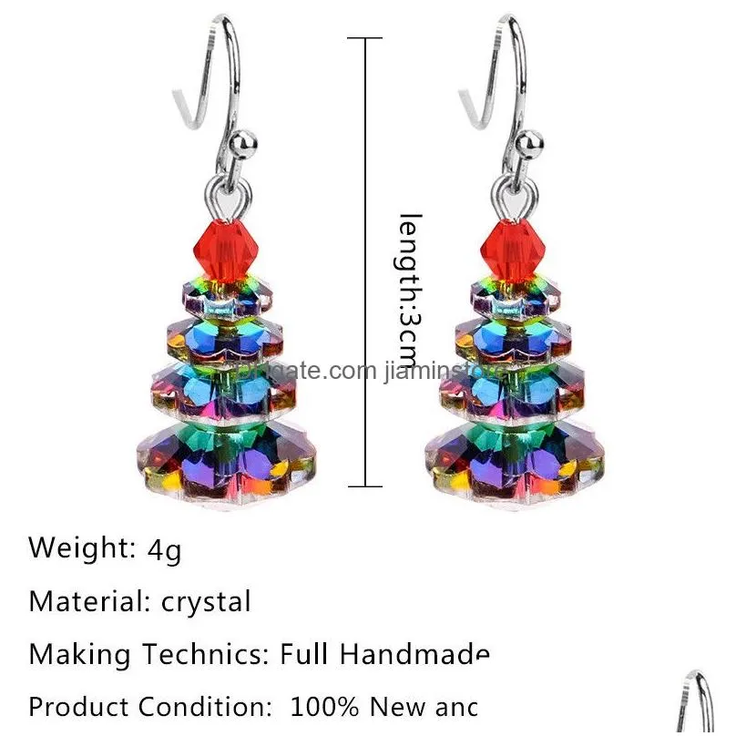 christmas tree dorp dangle earring colorful crystal pagoda pendant earrings temperament jewelry accessories