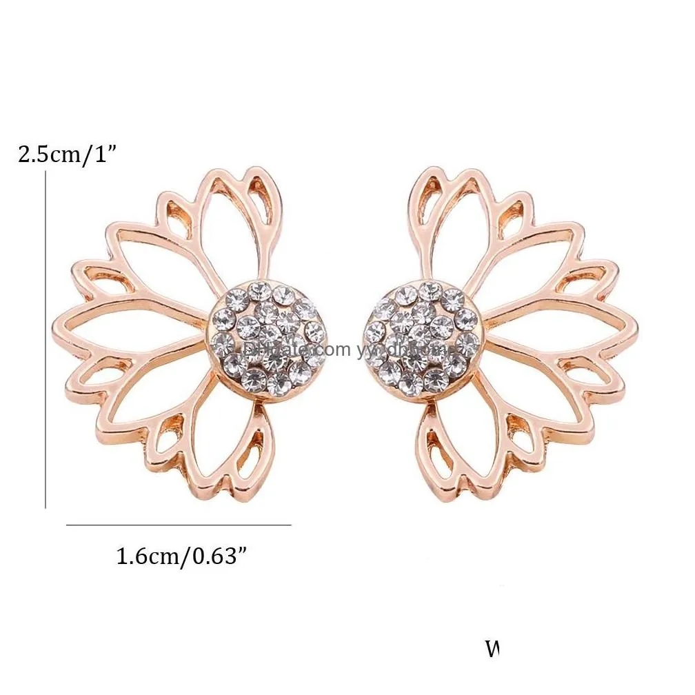 lotus crystal stud earrings chic korean fashion jewelry with imitation pearls angel wings and geometric design for women