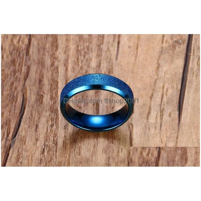 high quality 316 stainless steel couple wedding engagement rings dull polishing black gold blue ring women mens finger ring 6mm