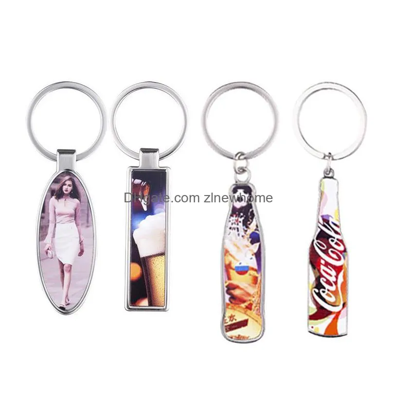 sublimation blank bottle opener favor metal ovalshaped keychain diy drink bottle shape corkscrew festival party supplies