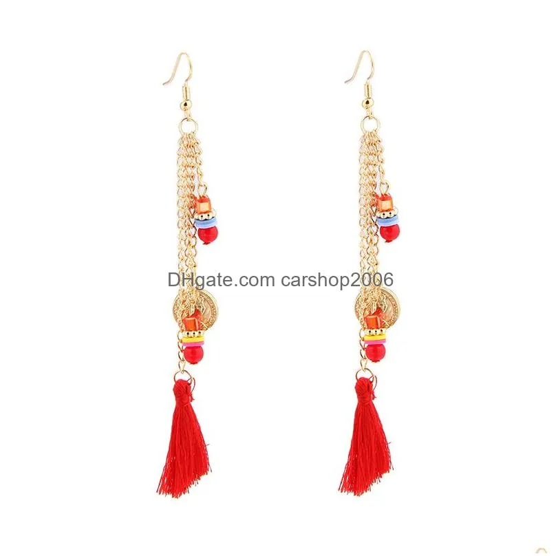 long chain tassel earrings for women bohemian long bead dangle earring ear statement jewelry gifts korean fashion