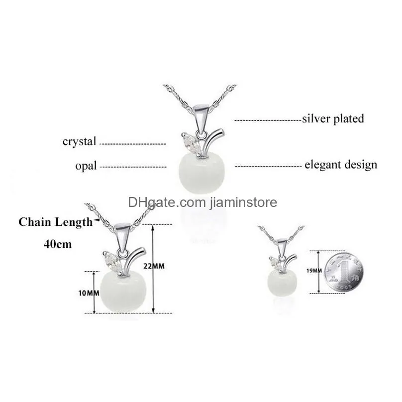 new cute white red  necklaces pendants for women girls crystal and opal pendant necklace fashion lovely clavicular chain jewelry