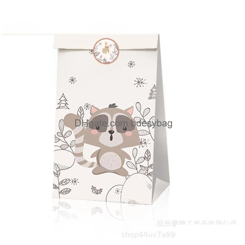 paper forest animal fox party bag birthday party candy bag gift paper bag22x12x8cm