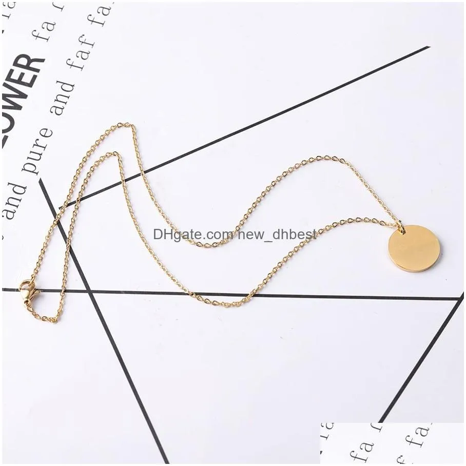 new blank round pendant necklace stainless steel necklace gold minimalist round blank dog tag coin pendant necklace jewelry for buyer