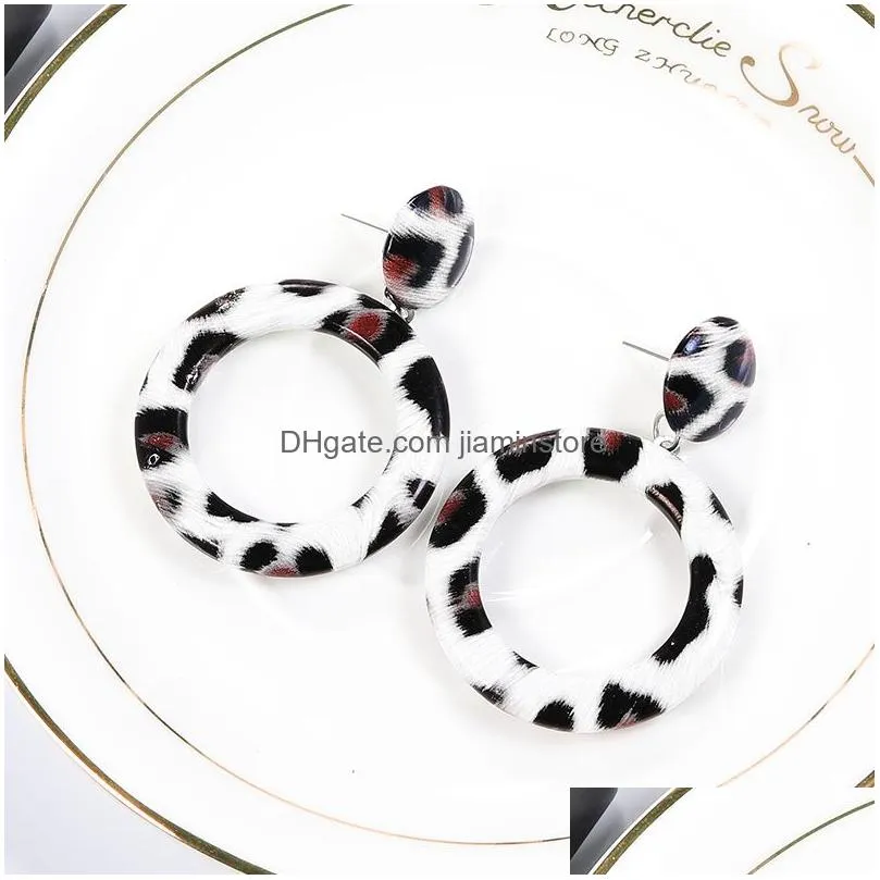 2019 white snake print leather earrings for women bohemian print leopard drop dangle earring wholesale jewelry