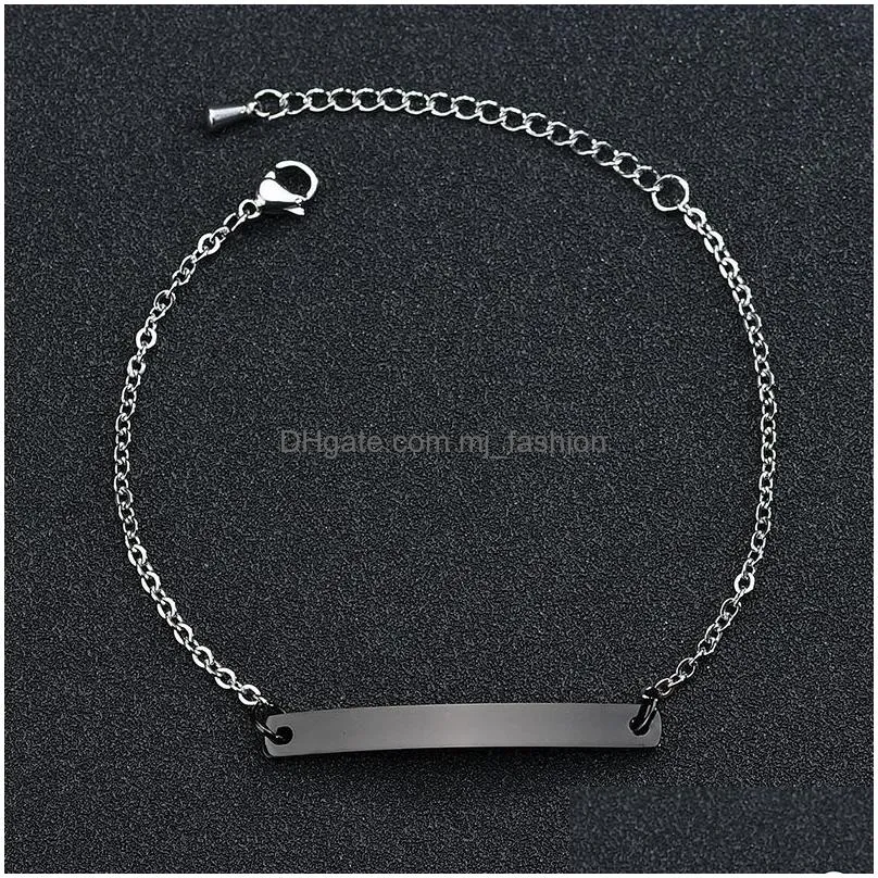 new high quality stainless steel curved blank bar charm bracelets jewelry custom engraving chain bracelet for women fashion jewelry