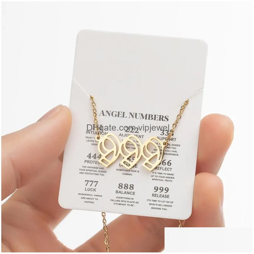 angel numbers pendants necklaces lucky 111999 stainless steel chain necklace numerology hollow out jewelry women gift valentines day