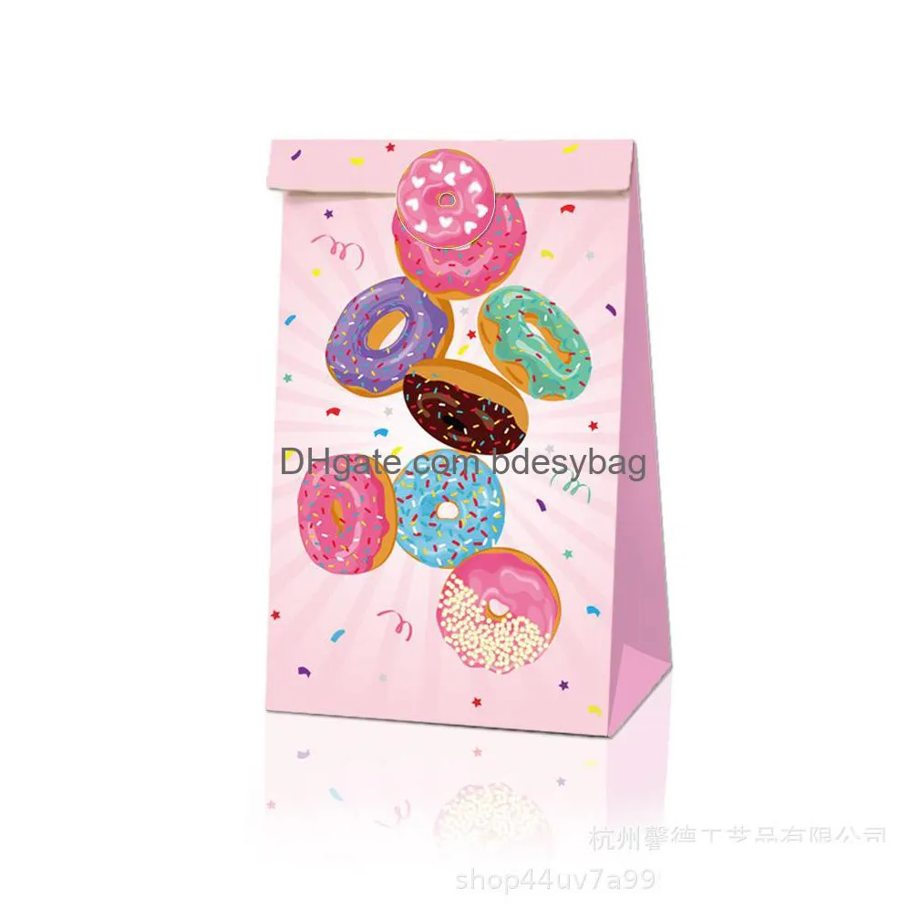 donuts dessert party candy bag gift birthday cake baking oil brown paper bag22x12x8cm