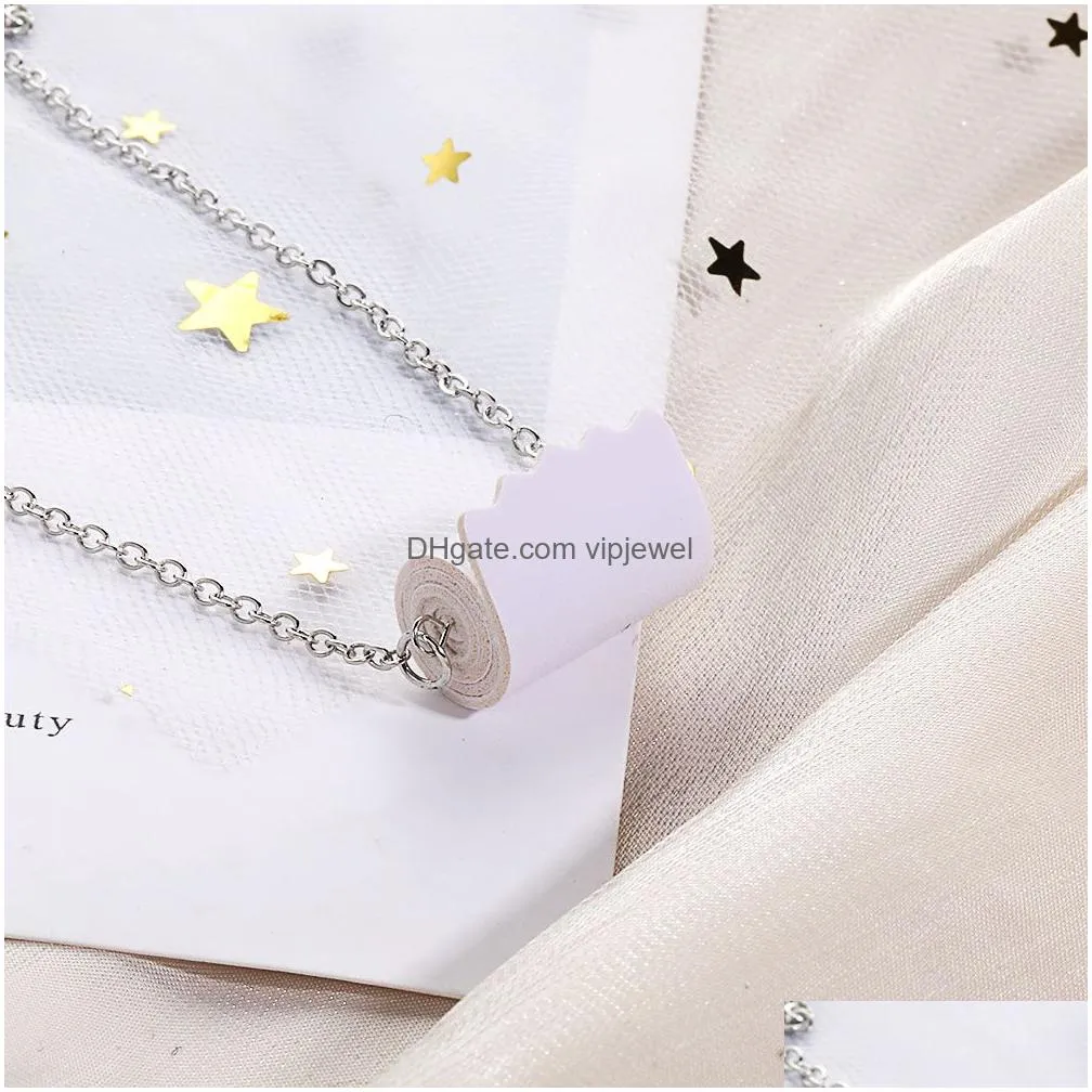 toilet roll dangle earrings necklace charm for women creative tissue pu leather earring fashion rolls paper jewelry gifts