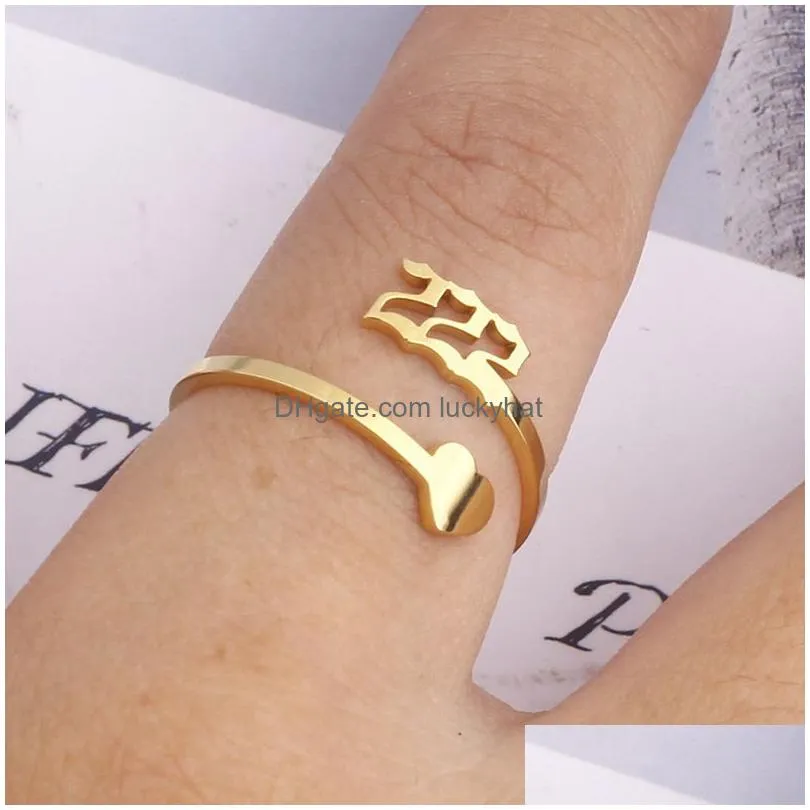 adjustable minimalist finger ring jewelry 111 777 888 999 666 stainless steel gold plating lucky angel number rings