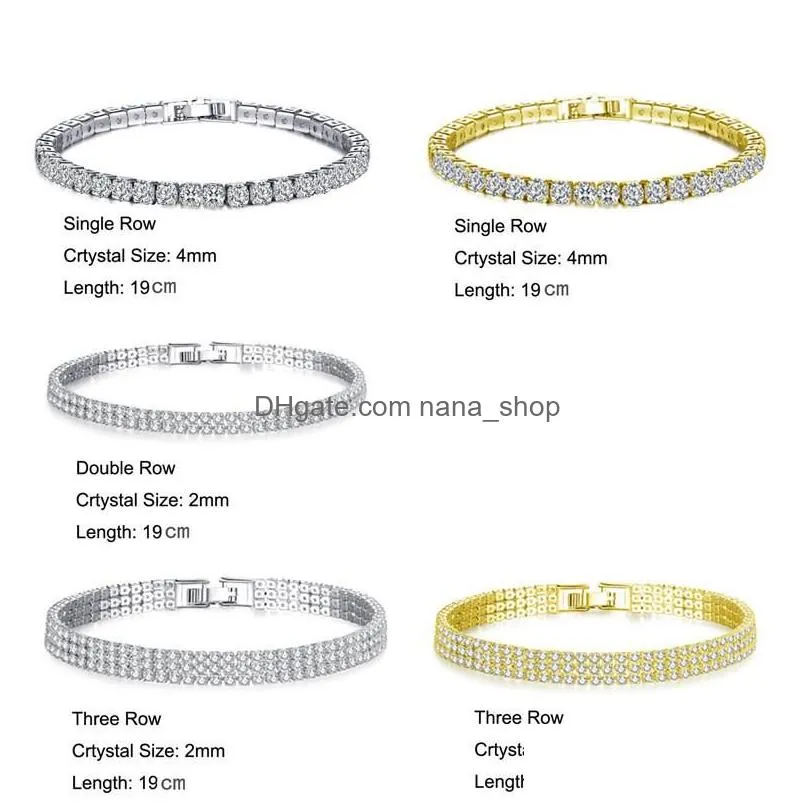 fashion 13 row iced out tennis bracelet zirconia triple lock hiphop bracelets bridal jewelry sparkling charm bracelet for party