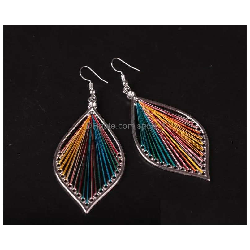 handmade colorful silk thread dangle earrings for women diy bohemian creative ethnic earrings for women girls party jewelry