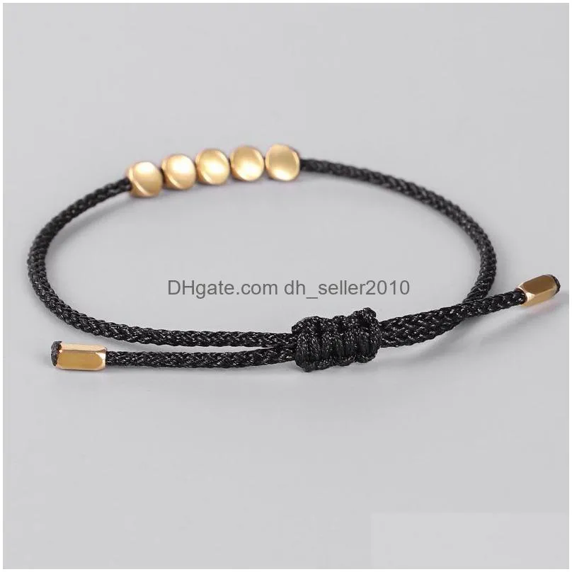 new handmade copper bead bracelet lovely popular wax thread love lucky bracelets for women men jewelry gifts