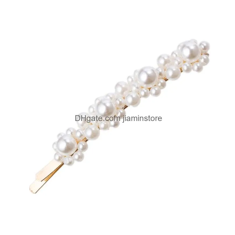 korean pearl hairpins elegant styling tool set for women crystal accented barrettes