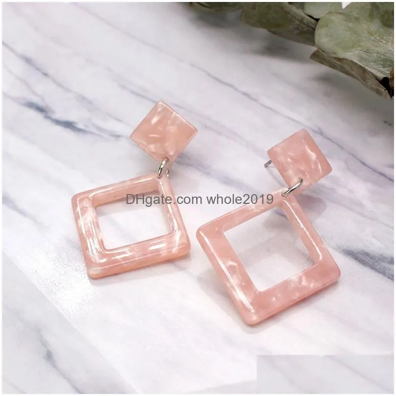 fashion women jewelry geometry colorful acrylic drop earring for women rhombic circular designer personalized charm ear rings