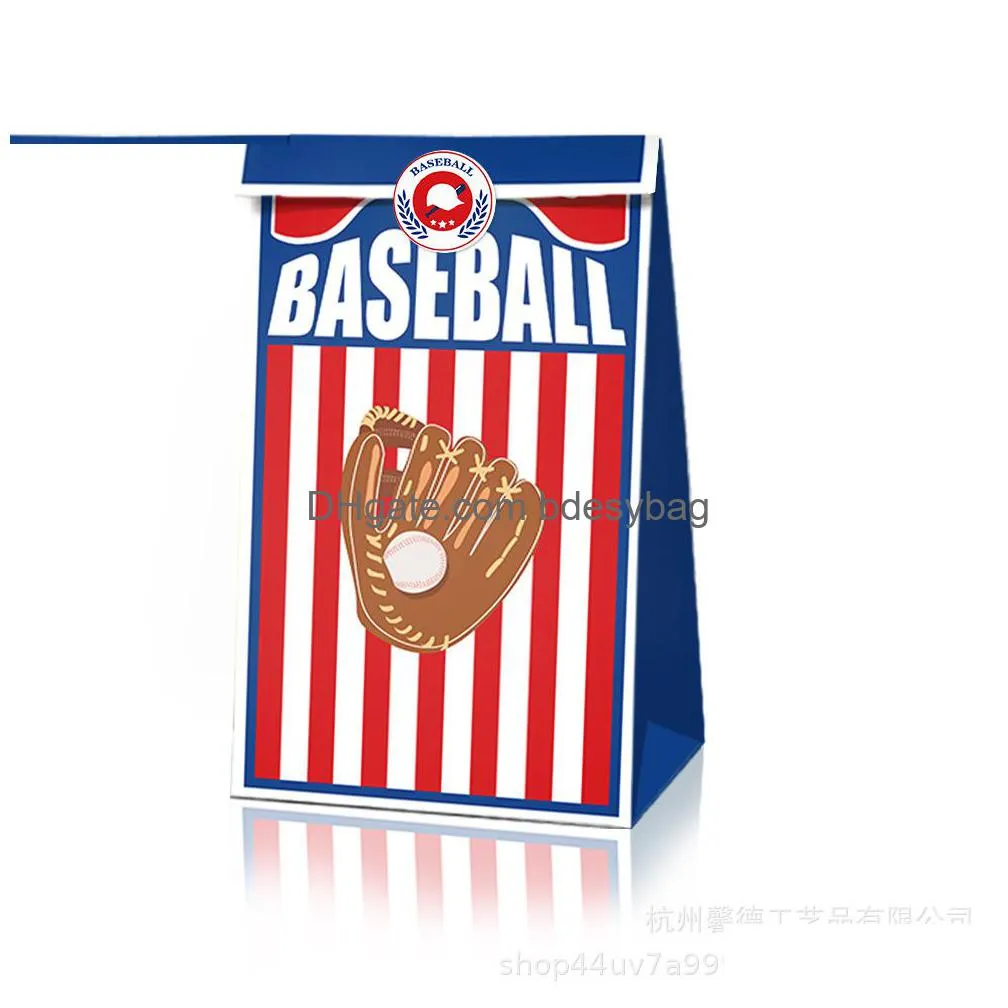 baseball topic gift bag main birthday party gift candy bag gift oil brown paper bag22x12x8cm