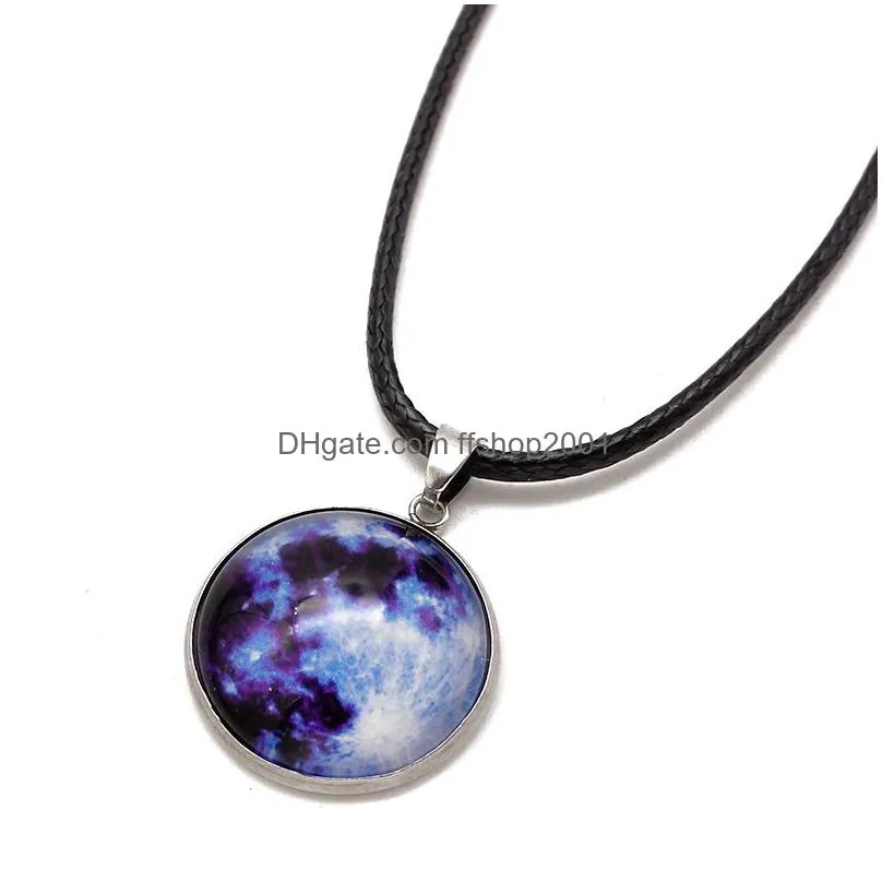  arrivals glow in the dark nebula leather necklace galaxy astronomy pendant space universe necklace milky way jewellery fit lover