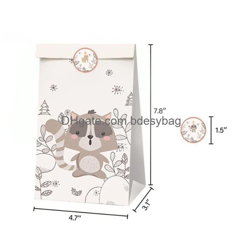 paper forest animal fox party bag birthday party candy bag gift paper bag22x12x8cm