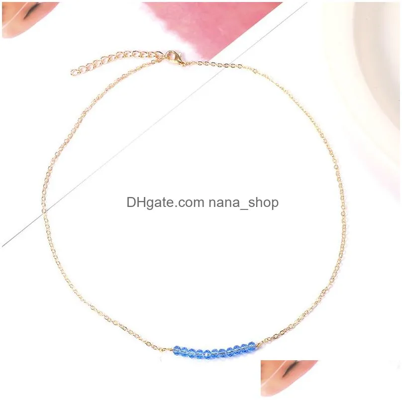 cute little druzy glass bead necklace exquisite tiny clavicular bead necklace choker for women jewelry accessories wholesale