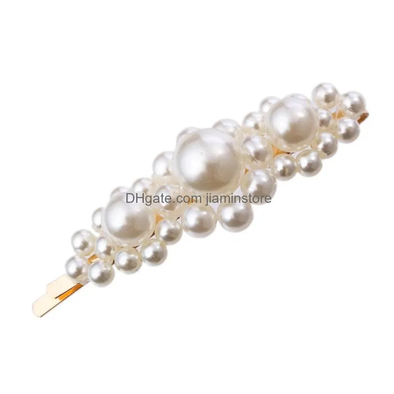 korean pearl hairpins elegant styling tool set for women crystal accented barrettes