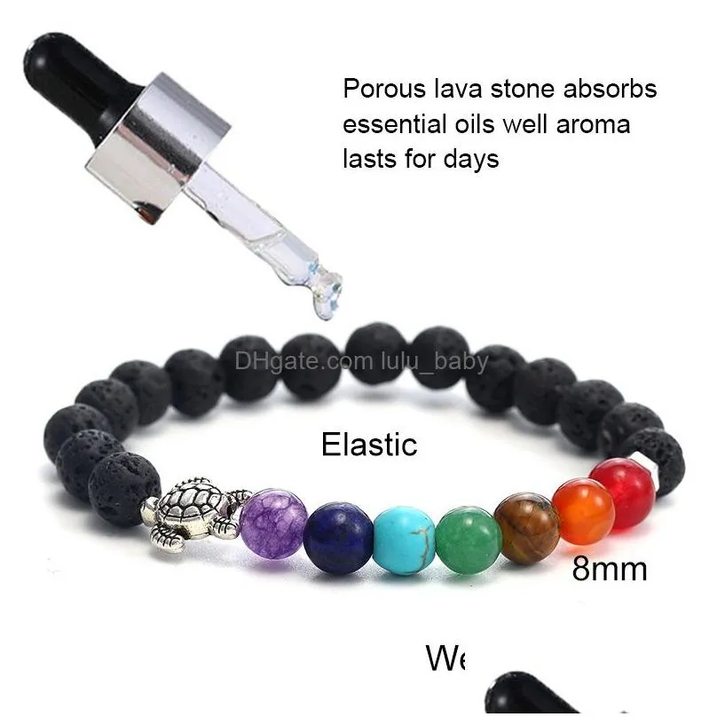 fashion natural black lava stone beads bracelets for men buddha head tree of life charm 7 reiki chakras beaded yoga balance bracelet