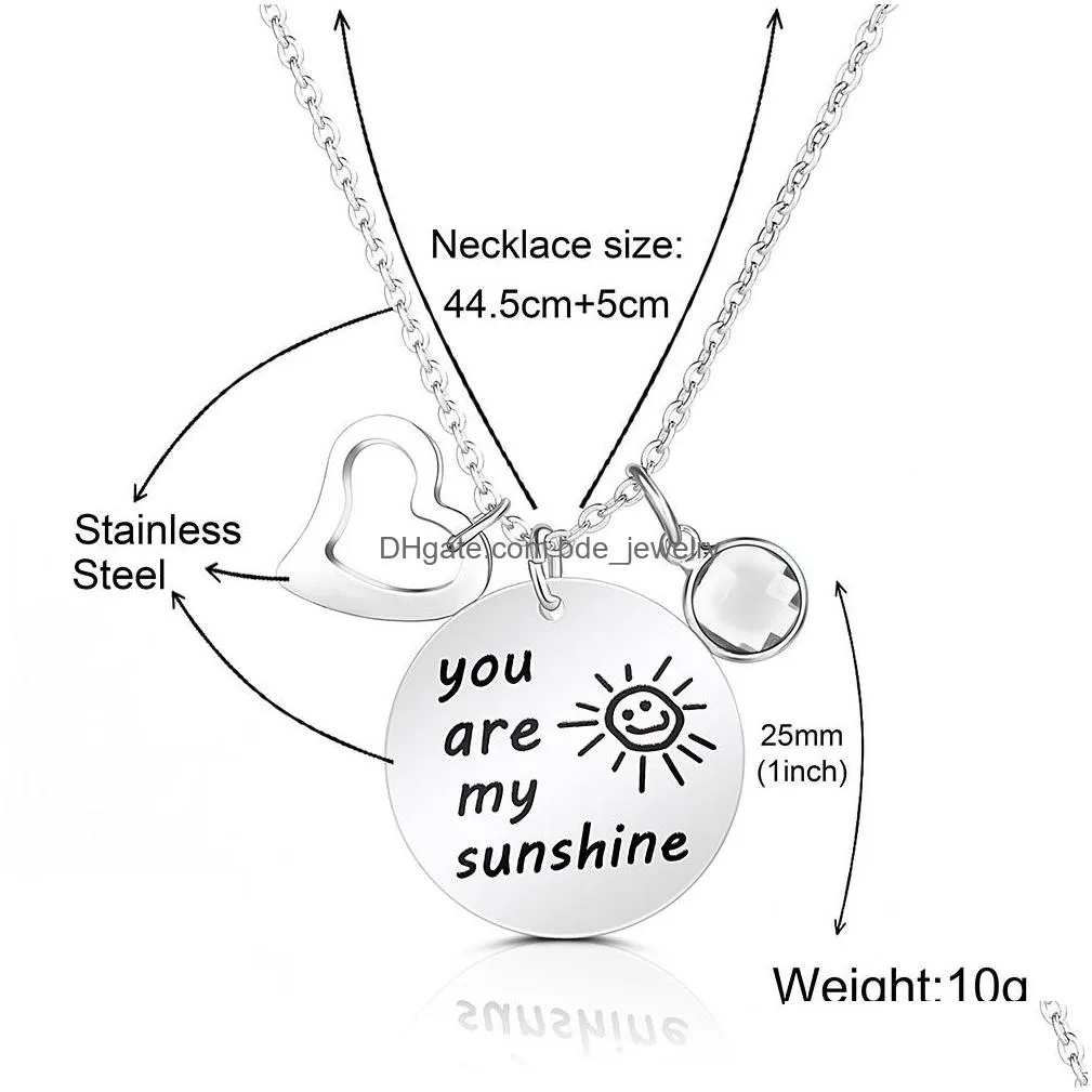  arrrival you are my sunshine person friends pendant love heart necklace stainless steel for women couple jewelry gift