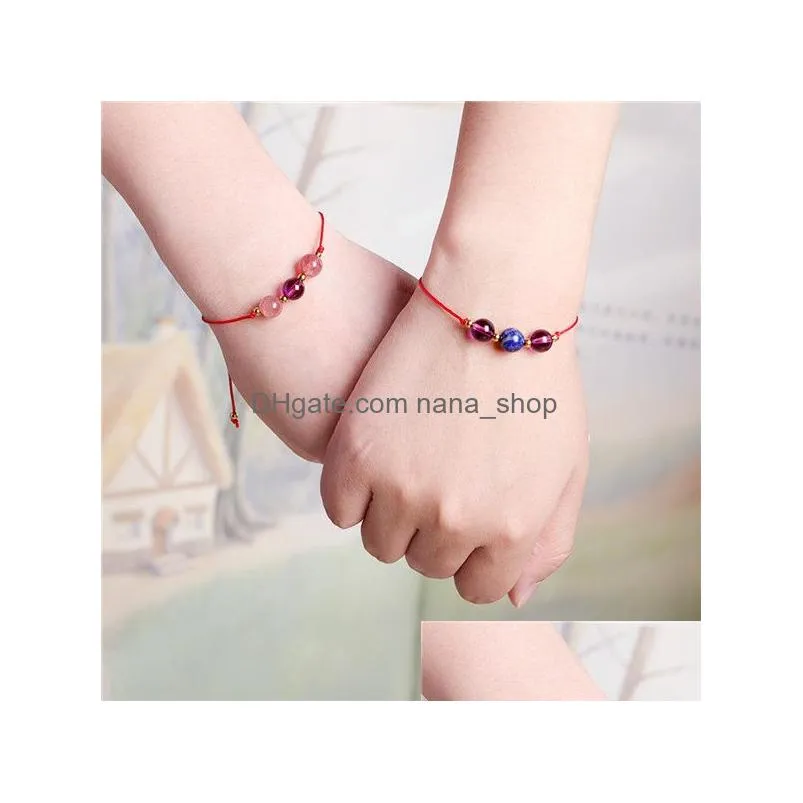 handmade lucky red rope string bracelet natural stone bead moonstone bracelet for women friendship gift jewelry