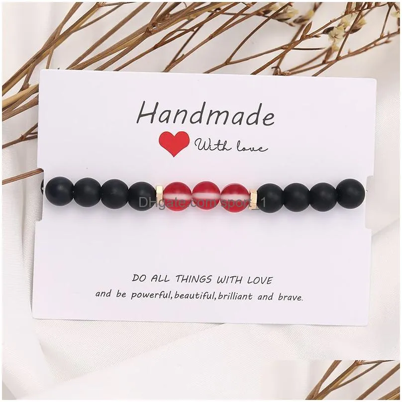 6mm fashion design crystal glass flash stone bead bracelet for women men colorful natural black matte agate stone ethnic bracelet