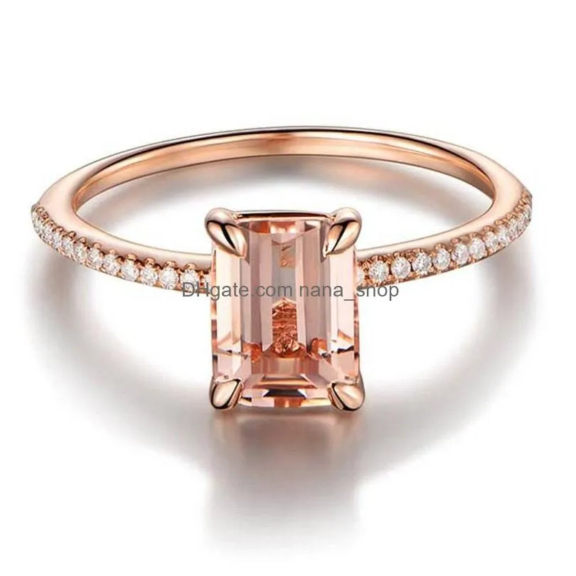 fashion rose gold diamond ring for women luxury original round ring jewelry lady engagement gem stone king jewelry gift